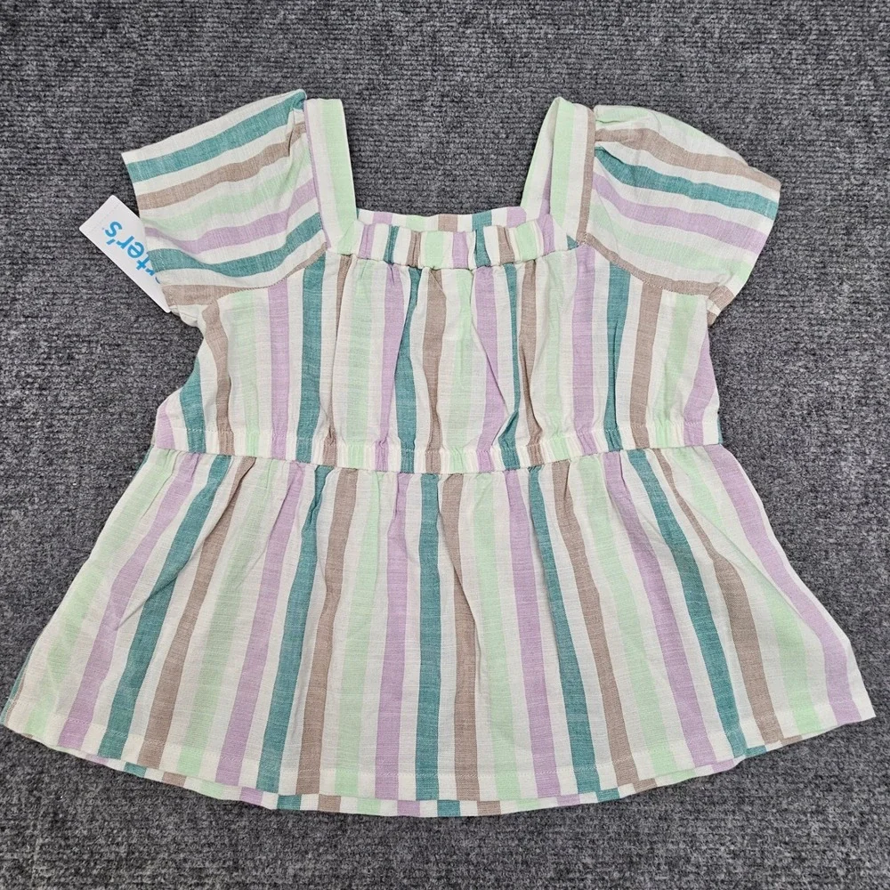 Carter's‎ Peplum Top Girls 5T Striped Multicolor EcoVero Cotton Short Sleeve